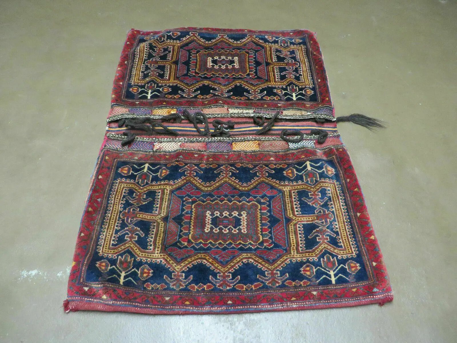 3' X 4.5' Antique Handmade Turkish Tribal Wool Rug Double Saddle Bag Nice by Jewel Rugs