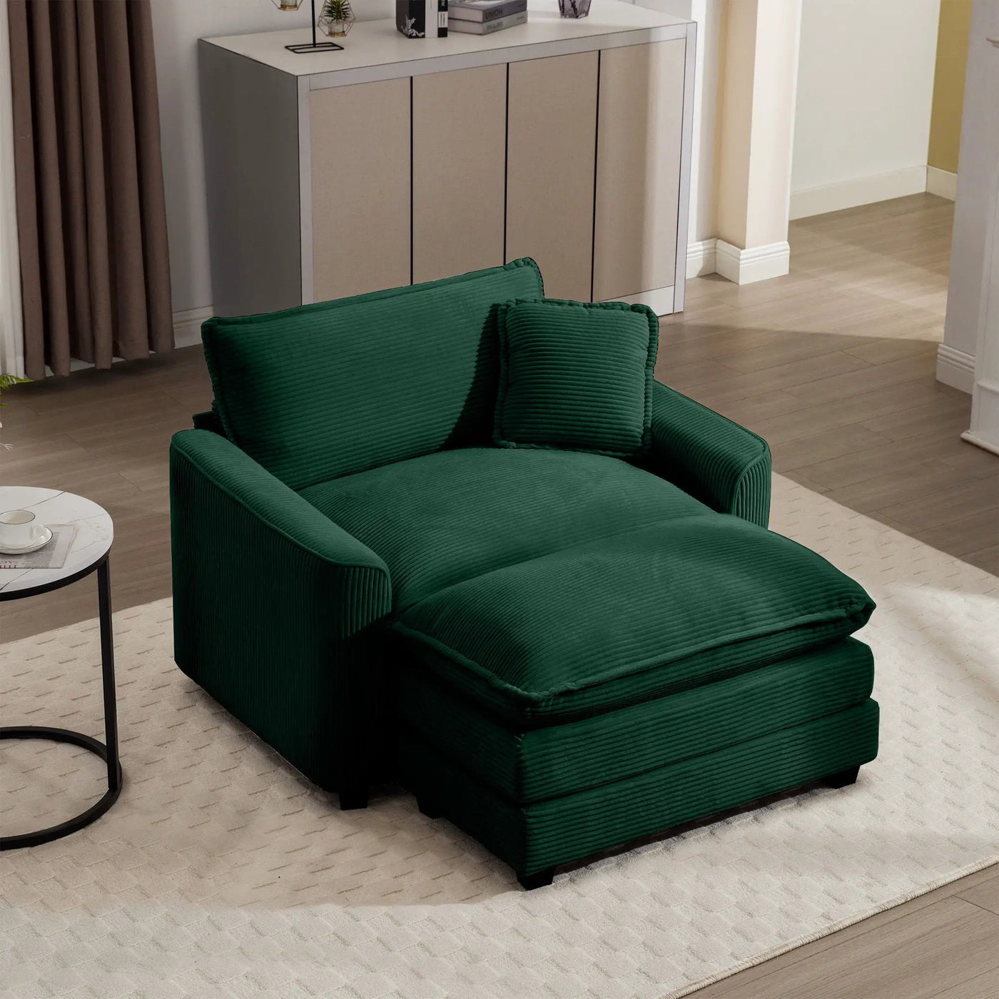 Classic Modern Comfortable Single Chair Deep Seat Sofa With Footstool by Unique Piece Furniture