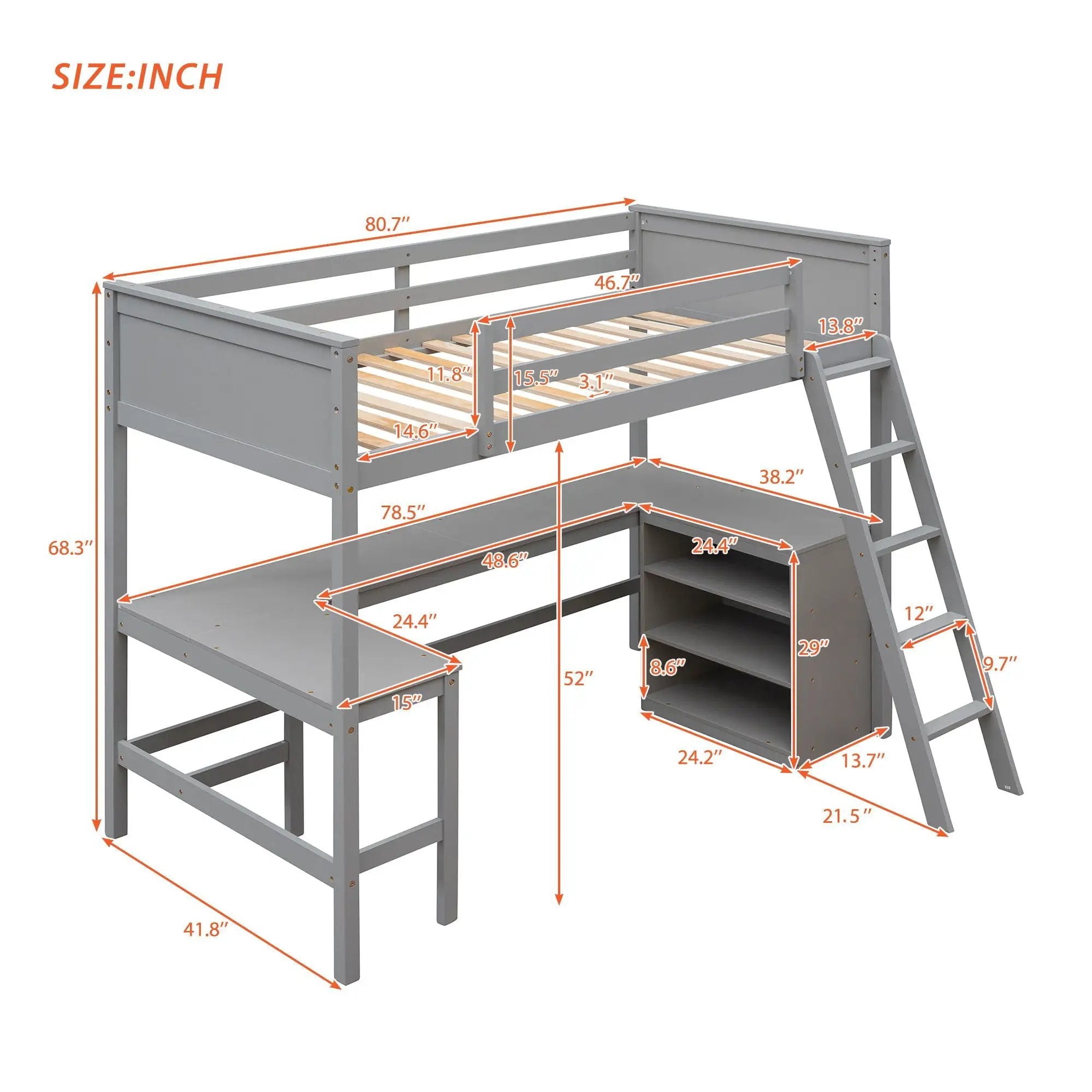 Loft Bed With Shelves With Desk