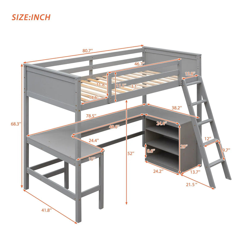 Loft Bed With Shelves With Desk