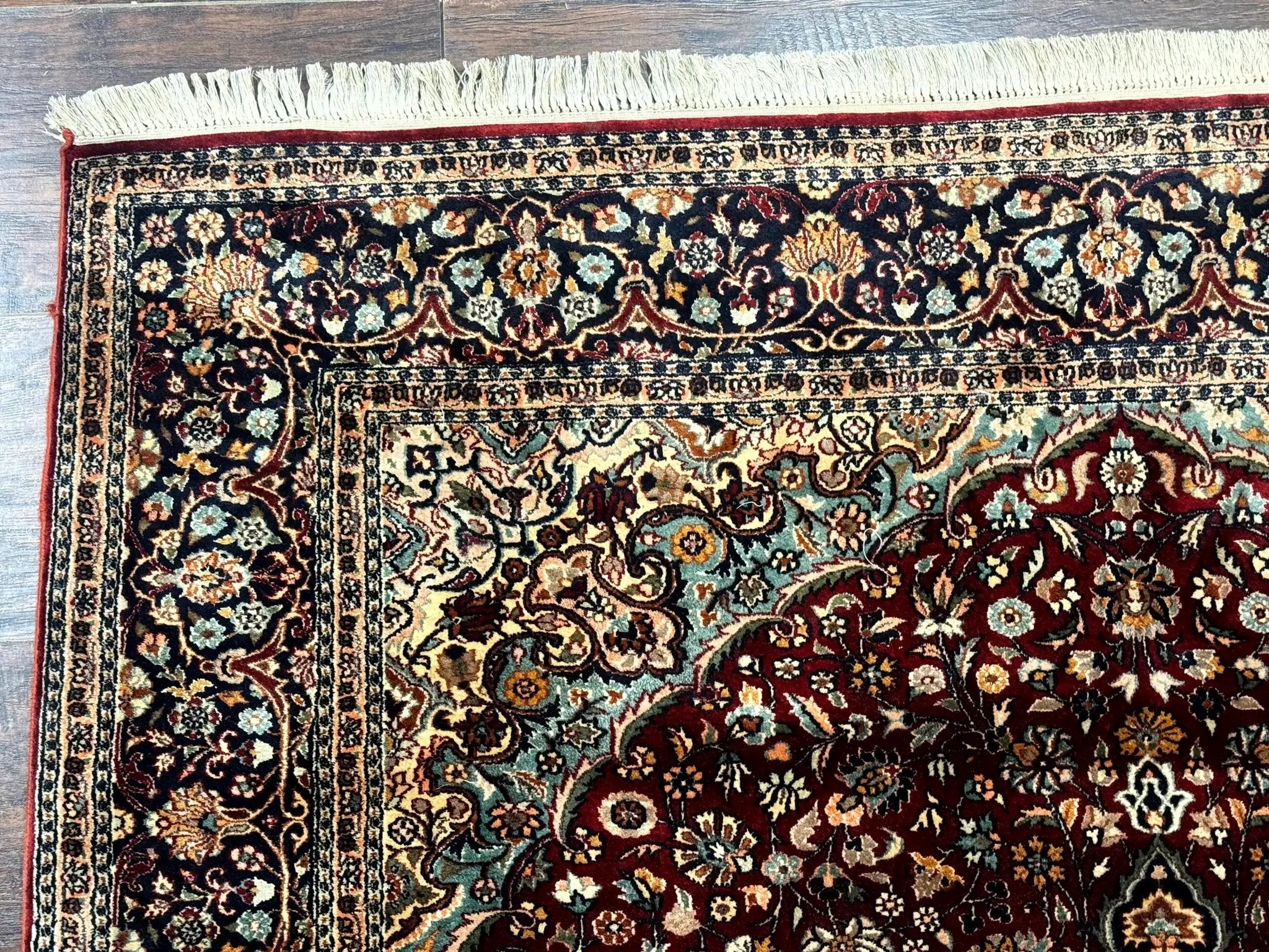 4x6 Silk Rug, Very Fine 650 KPSI, Silk Persian Carpet, Red, Floral Medallion, Sino Persian by Jewel Rugs