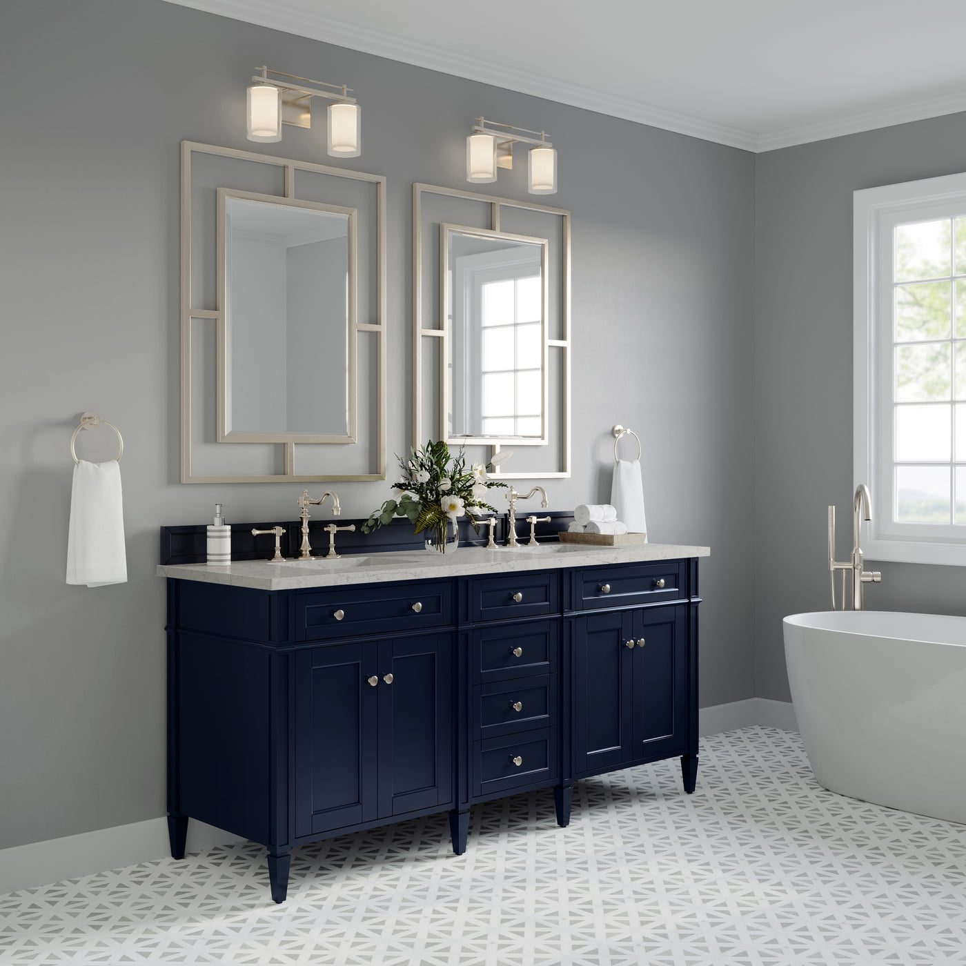 James Martin Brittany 72" Double Bathroom Vanity, Victory Blue, view 38