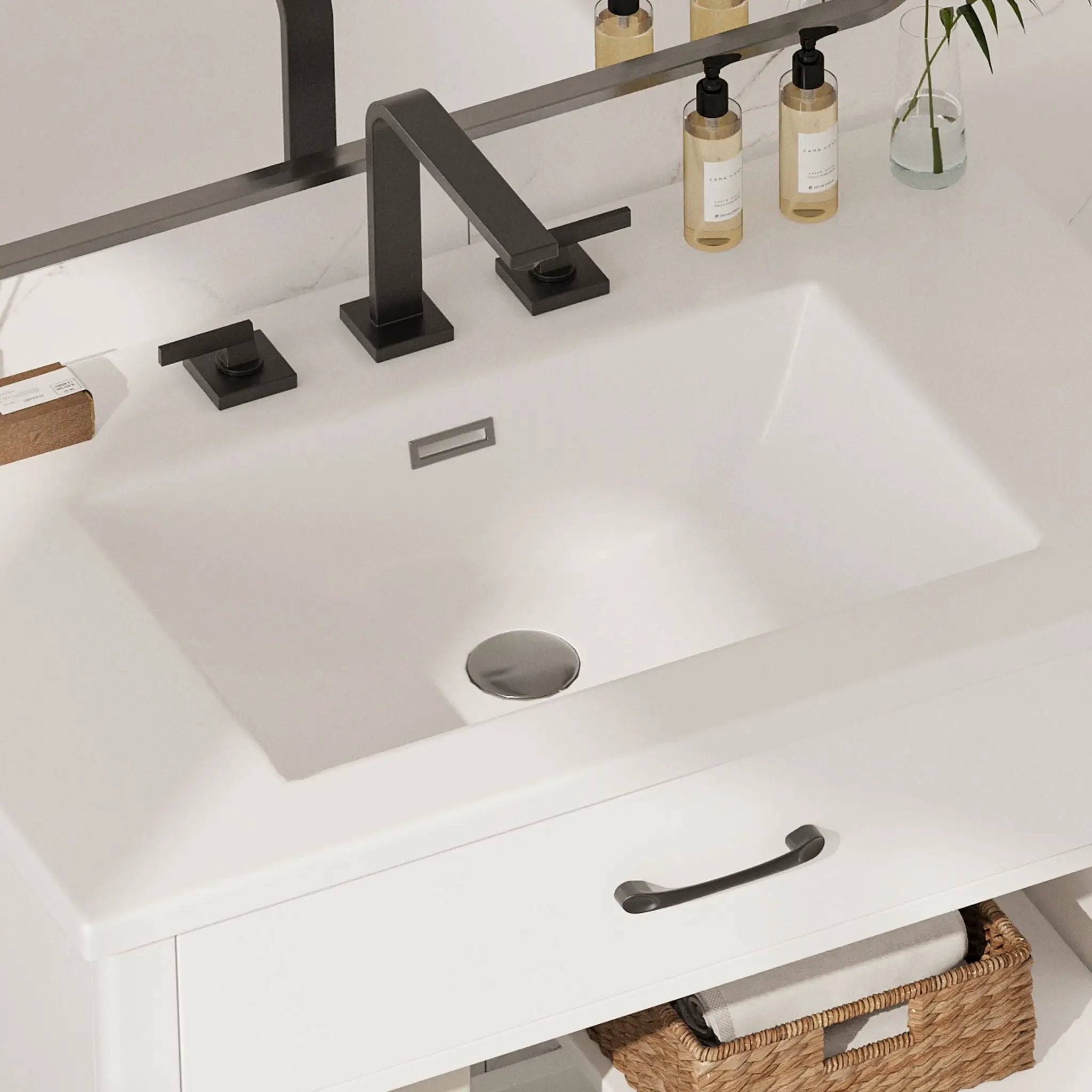 Modern Bathroom Vanity With Tempered Glass Doors