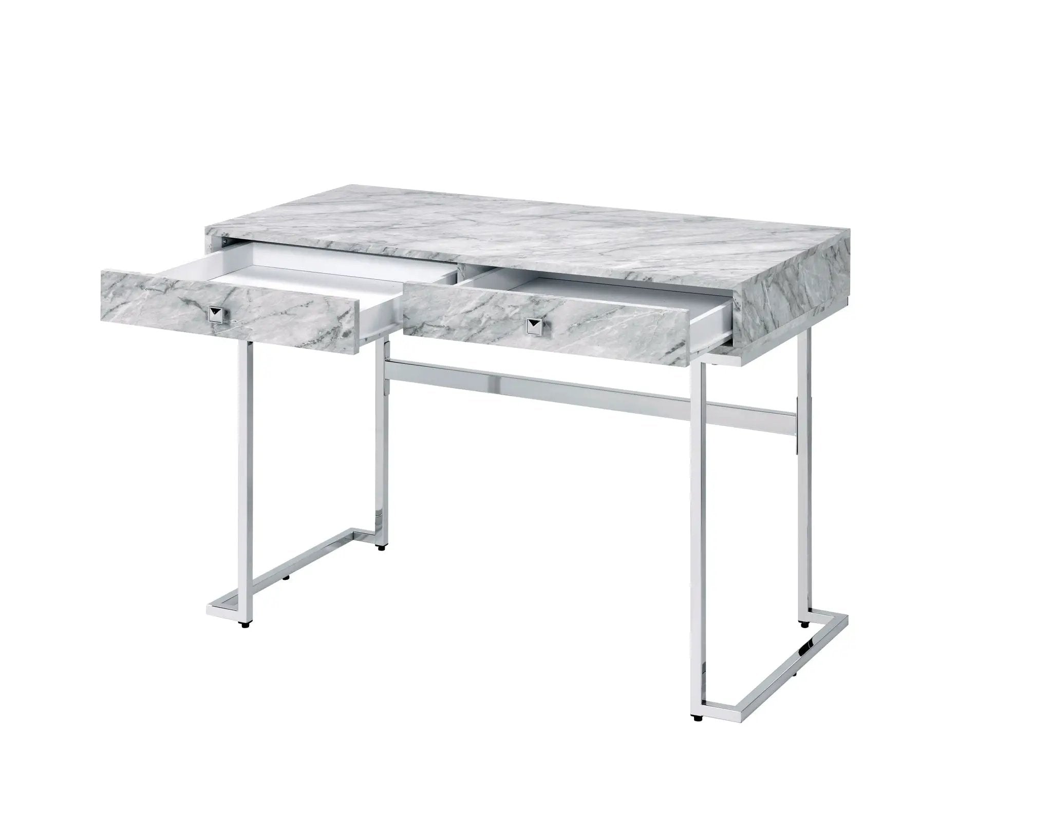 Tigress - Printed Faux Marble Top Writing Desk - White by Unique Piece Furniture