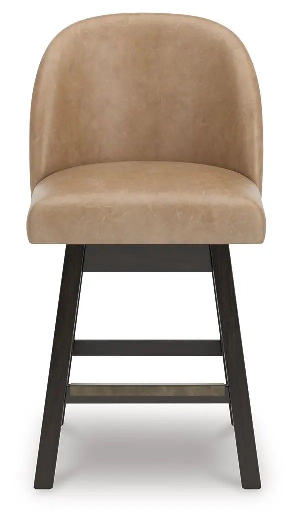 Neymorton - Upholstered Swivel Faux Leather Barstool (Set of 2) - Dark Grayish Brown by Unique Piece Furniture