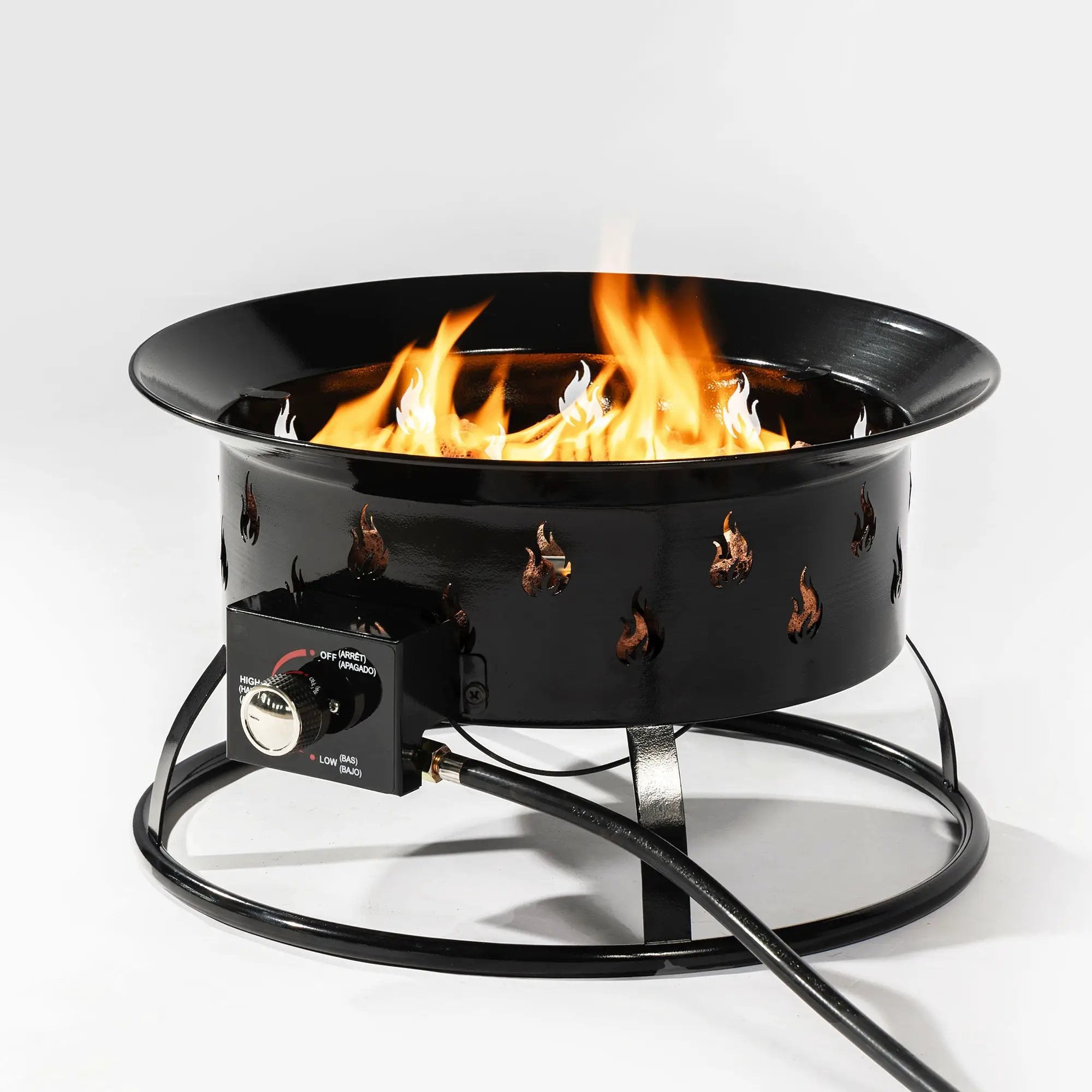 Propane Gas Fire Pit Table, 50000 Btu Round For Outside Patio - Black by HouseOfZazla