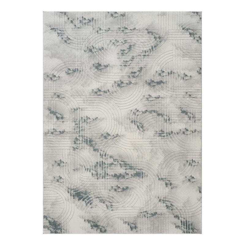 Geometrix - 5'3" X 7'3" Area Rug / Geometric 3D Effect - Ivory / Gray by Unique Piece Furniture