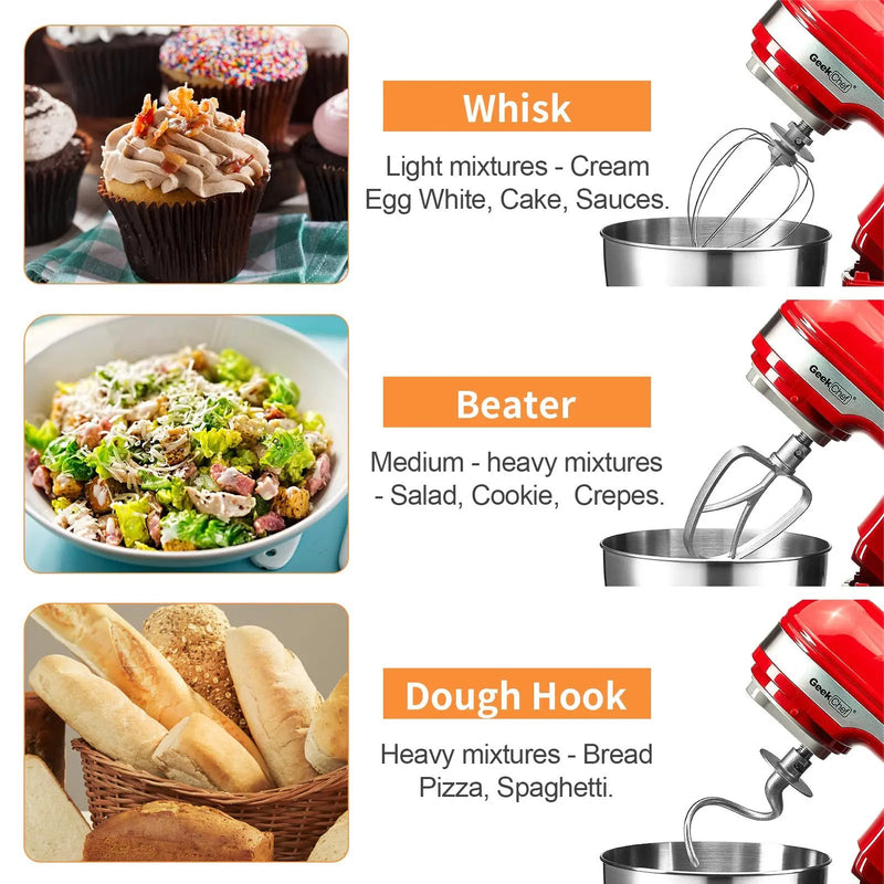 Geek Chef Electric Stand Mixer, 4.8QT 12 Speeds Tilt-Head Food Mixer by HouseOfZazla