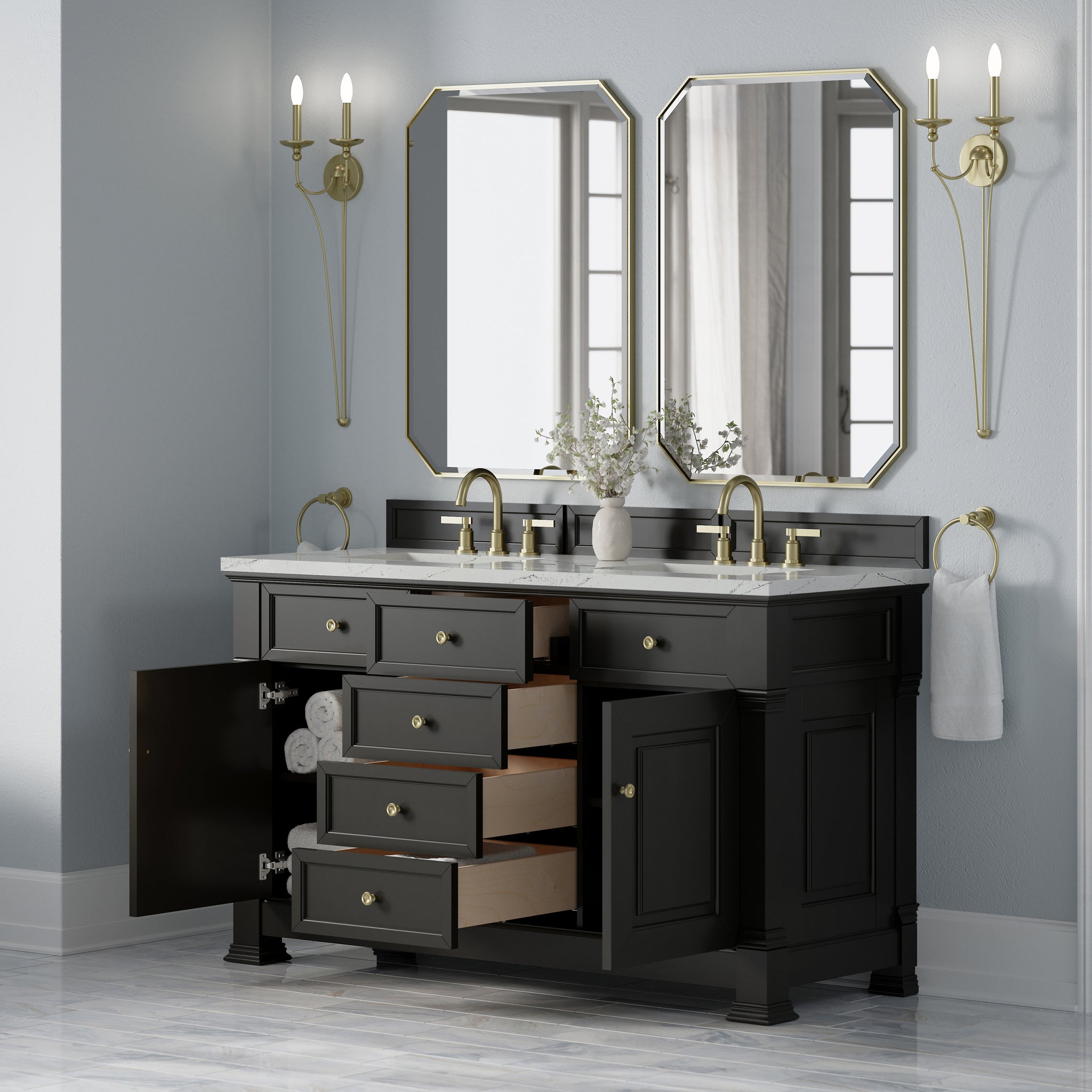 James Martin Brookfield 60" Double Bathroom Vanity, Black Onyx, view 39