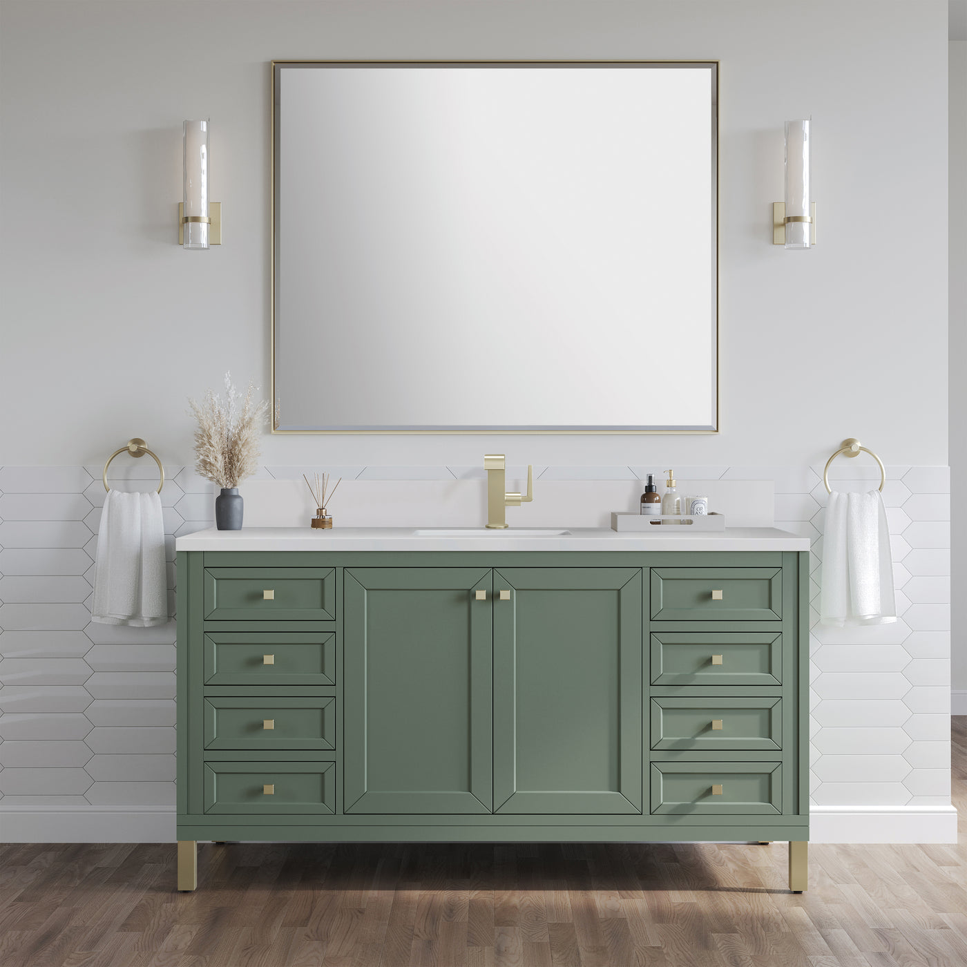 James Martin Chicago 60" Single Bathroom Vanity, Smokey Celadon, view 36