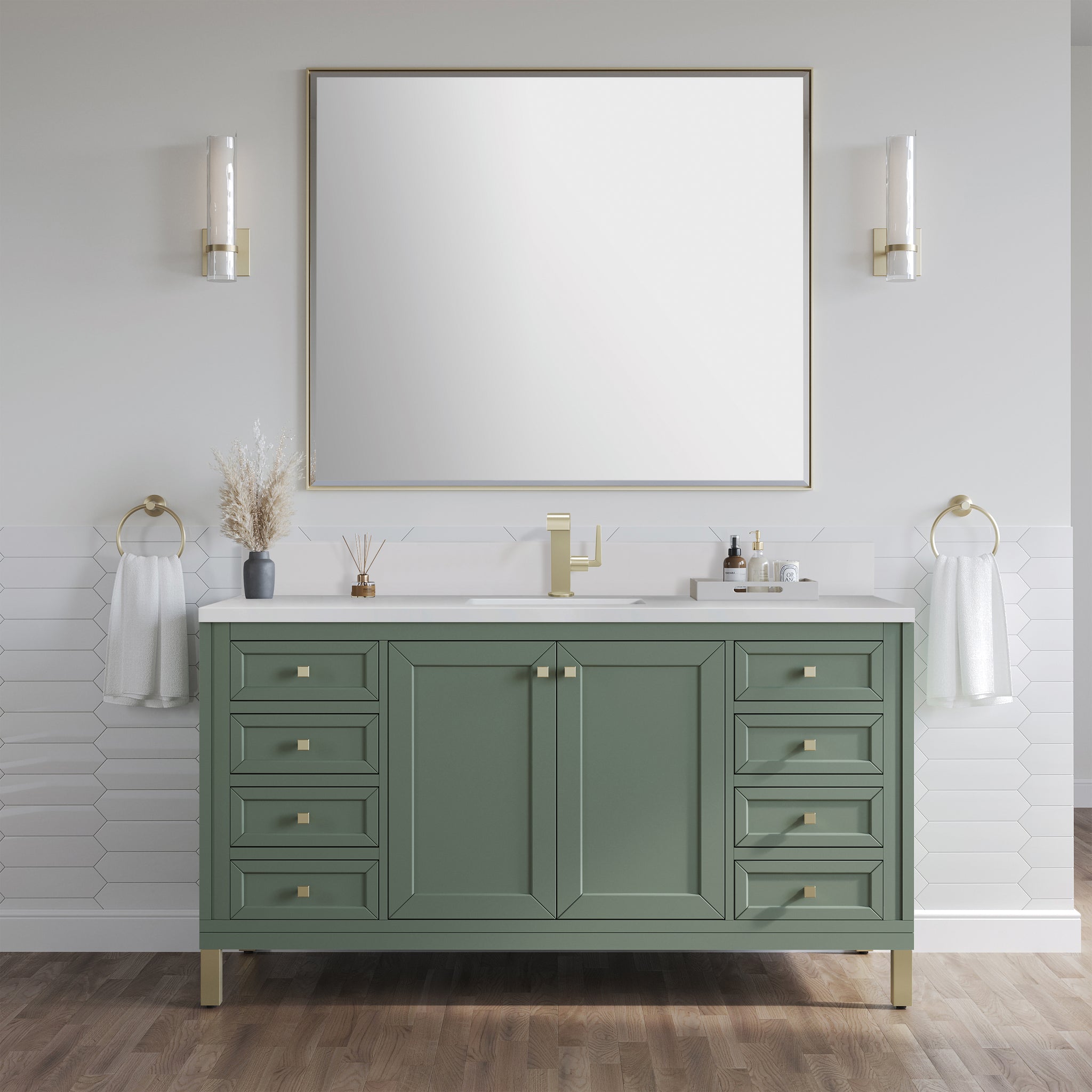 James Martin Chicago 60" Single Bathroom Vanity, Smokey Celadon, view 36