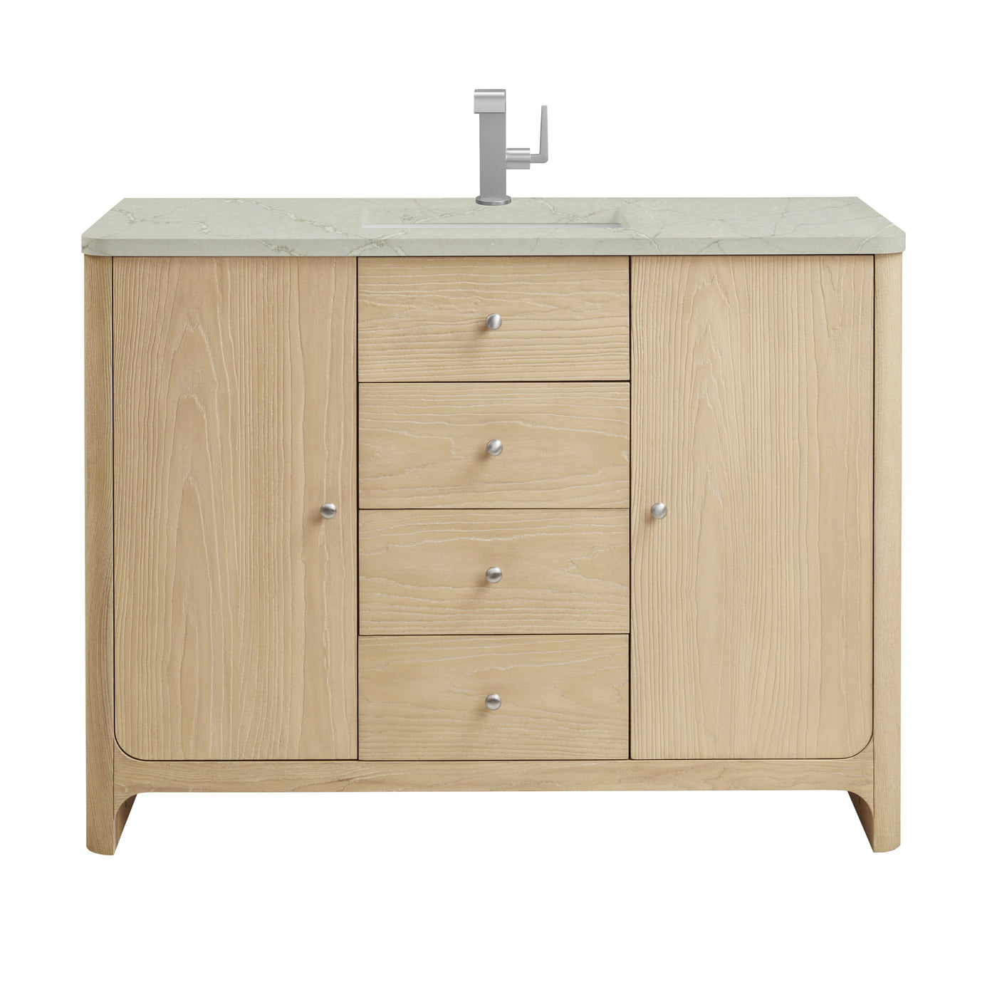 James Martin Gracyn 48" Single Bathroom Vanity, Coastal Driftwood with Victorian Silver (Quartz) countertop