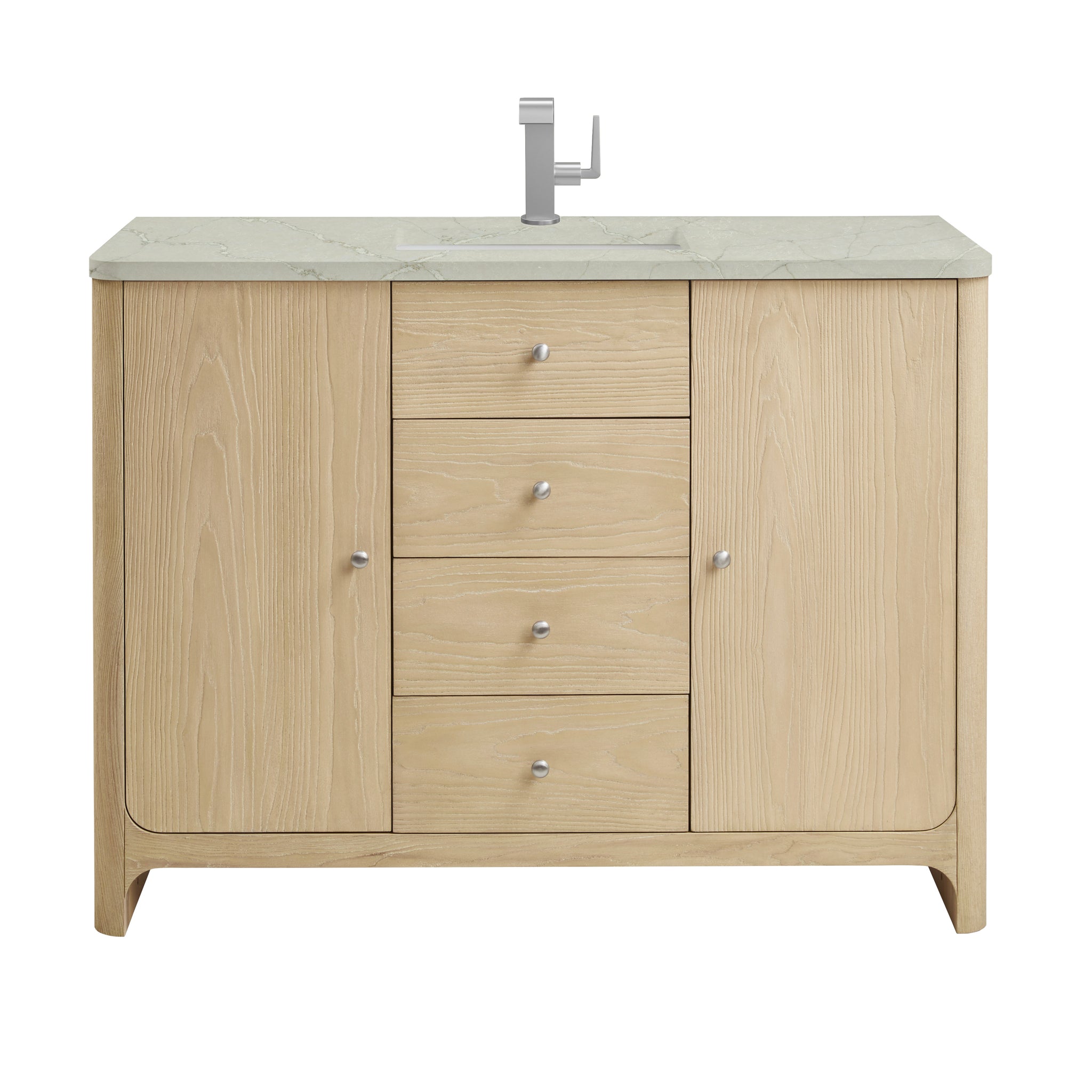 James Martin Gracyn 48" Single Bathroom Vanity, Coastal Driftwood with Victorian Silver (Quartz) countertop