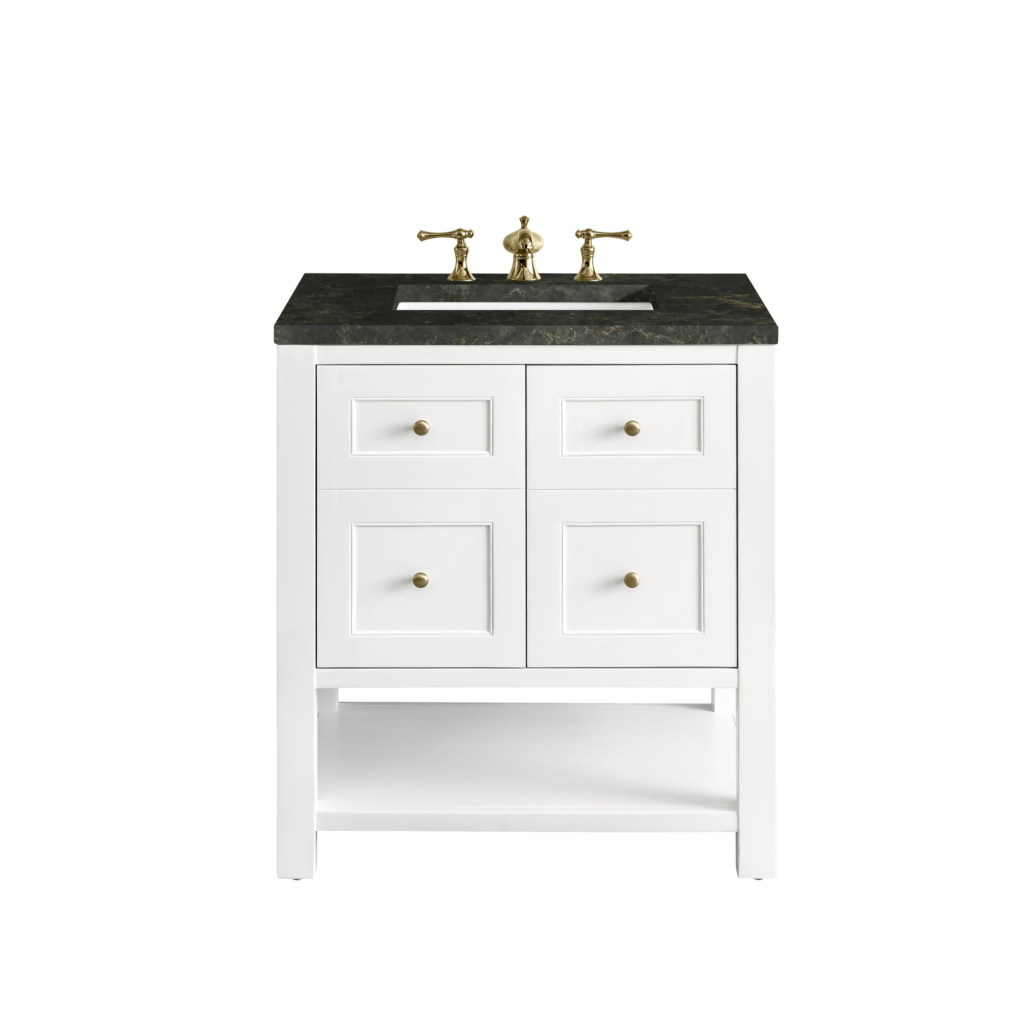 James Martin Breckenridge 30" Single Bathroom Vanity, Bright White with Phantome countertop