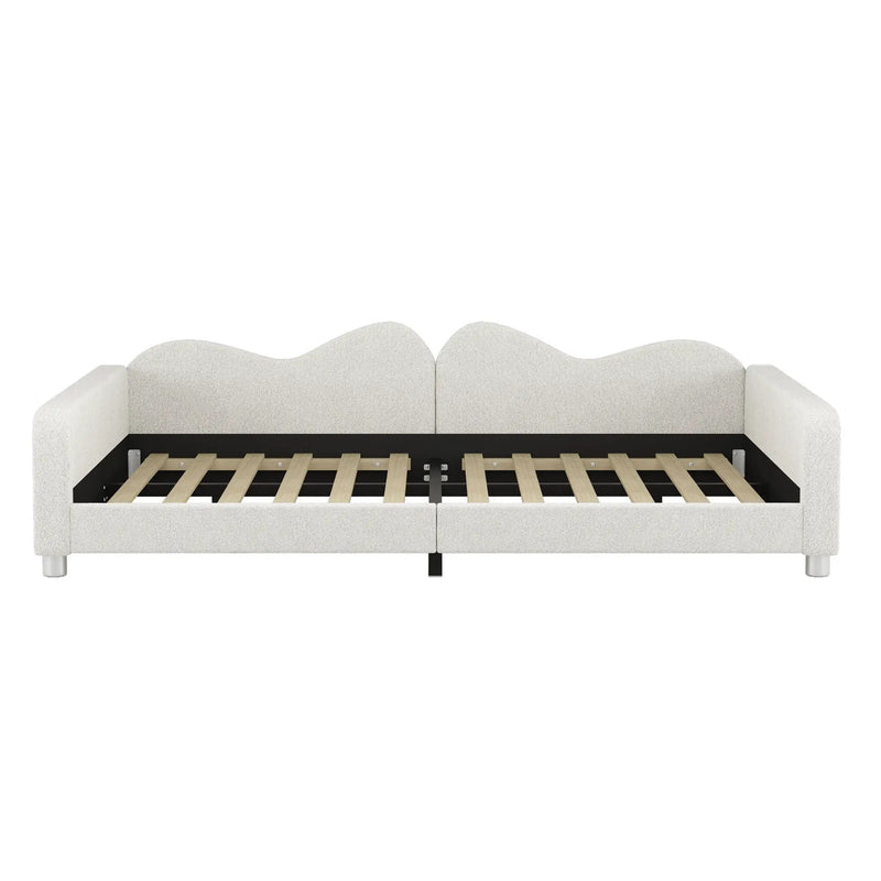 Upholstered Daybed, Sherpa Fabric Sofabed With Cloud-Shaped Backrest by Unique Piece Furniture