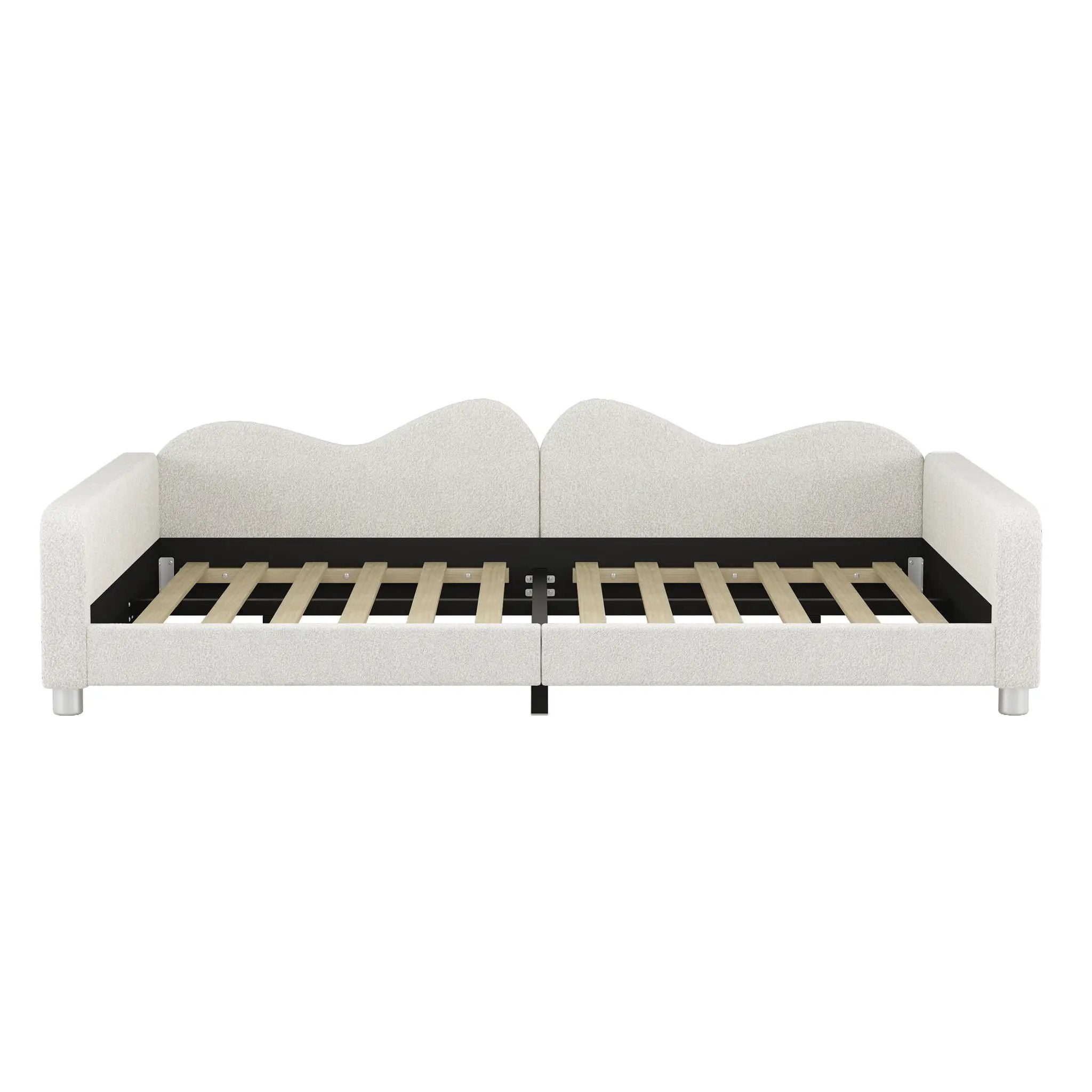 Upholstered Daybed, Sherpa Fabric Sofabed With Cloud-Shaped Backrest by Unique Piece Furniture
