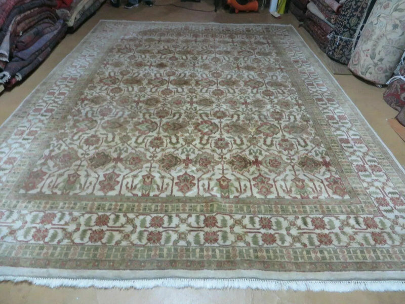 8' 5" X 12' Handmade India Agra Floral Oriental Wool Rug Tea Washed Carpet Nice by Jewel Rugs