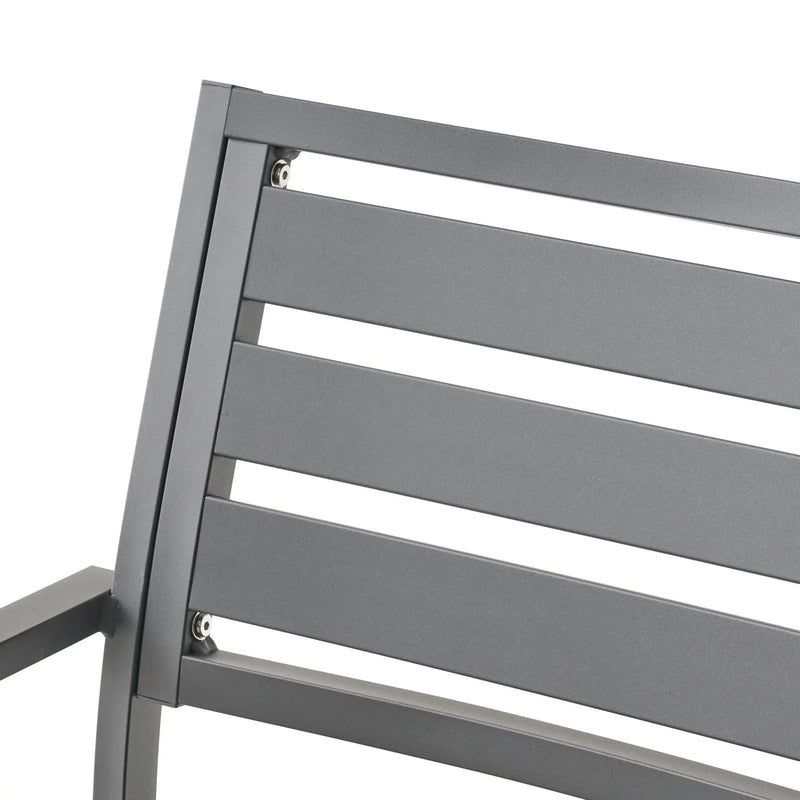 Outdoor Modern Aluminum Dining Chair (Set of 2), Gun Metal Gray by HouseOfZazla