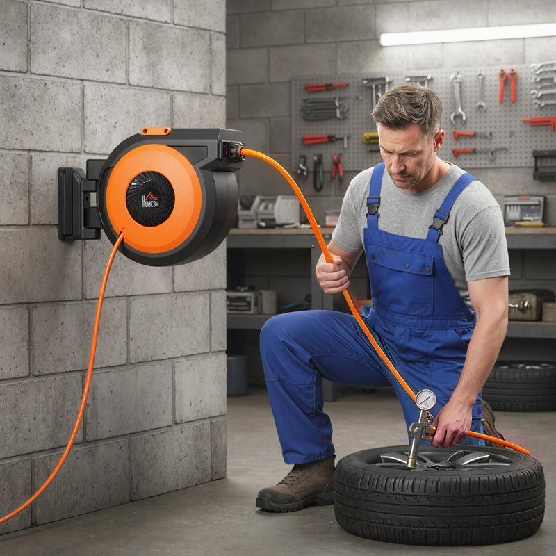 HOMCOM Retractable Air Hose Reel by HouseOfZazla