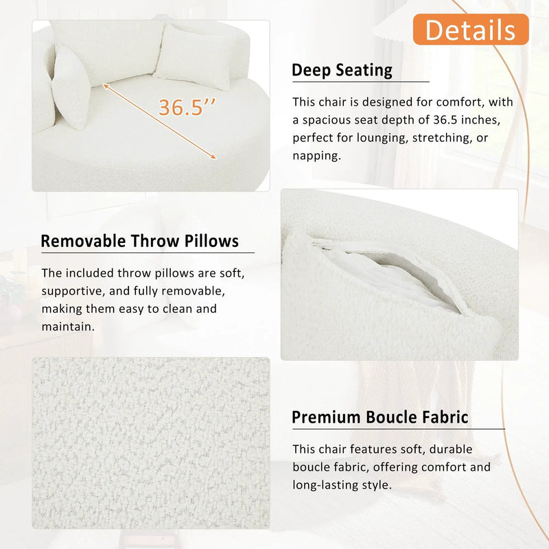 360° Swivel Chair Accent Barrel Chair With Removable Pillows by HouseOfZazla