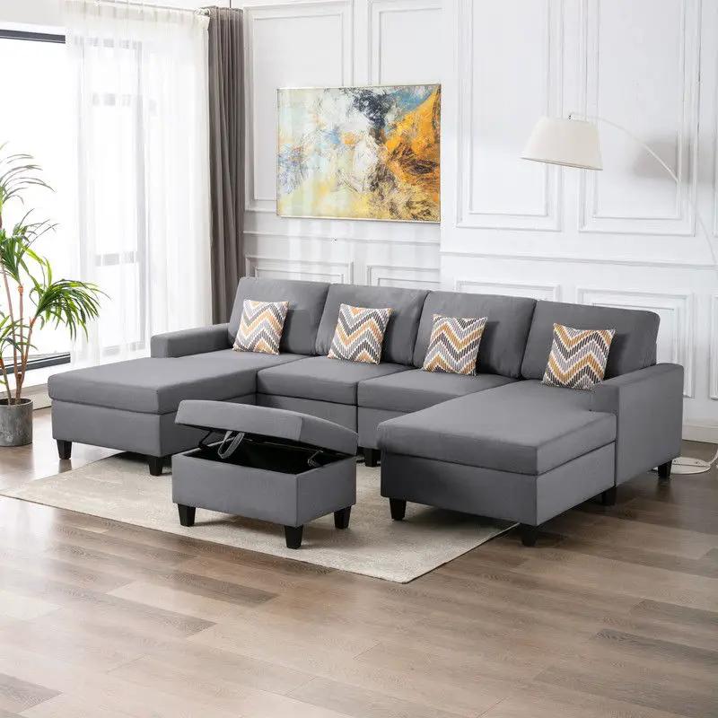 Nolan - Fabric 5 Piece Sectional Sofa With Interchangeable Legs by HouseOfZazla