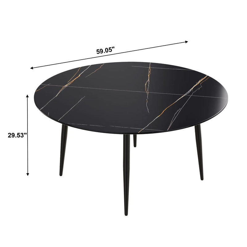 Modern Man-Made Stone Round Dining Table-Position For 6 People by HouseOfZazla