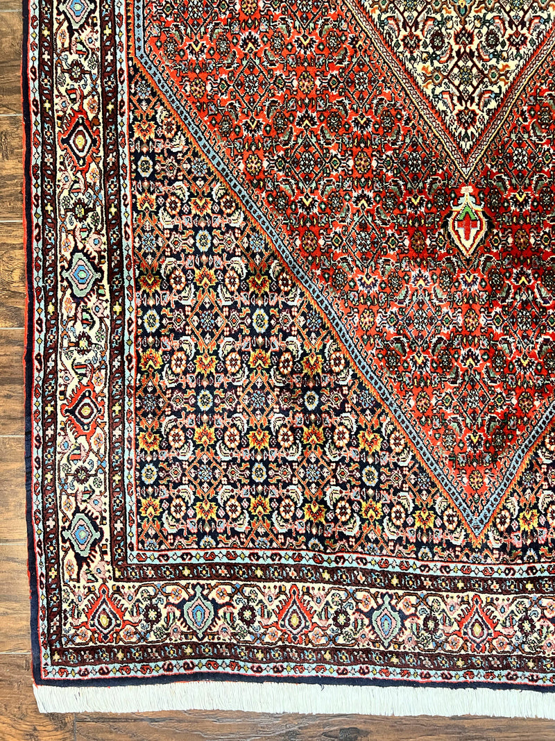 Persian Bidjar Rug 5x10, Wool Hand Knotted Vintage Carpet, Highly Detailed, Mahi Herati Pattern, 5 x 10 Oriental Rug by Jewel Rugs