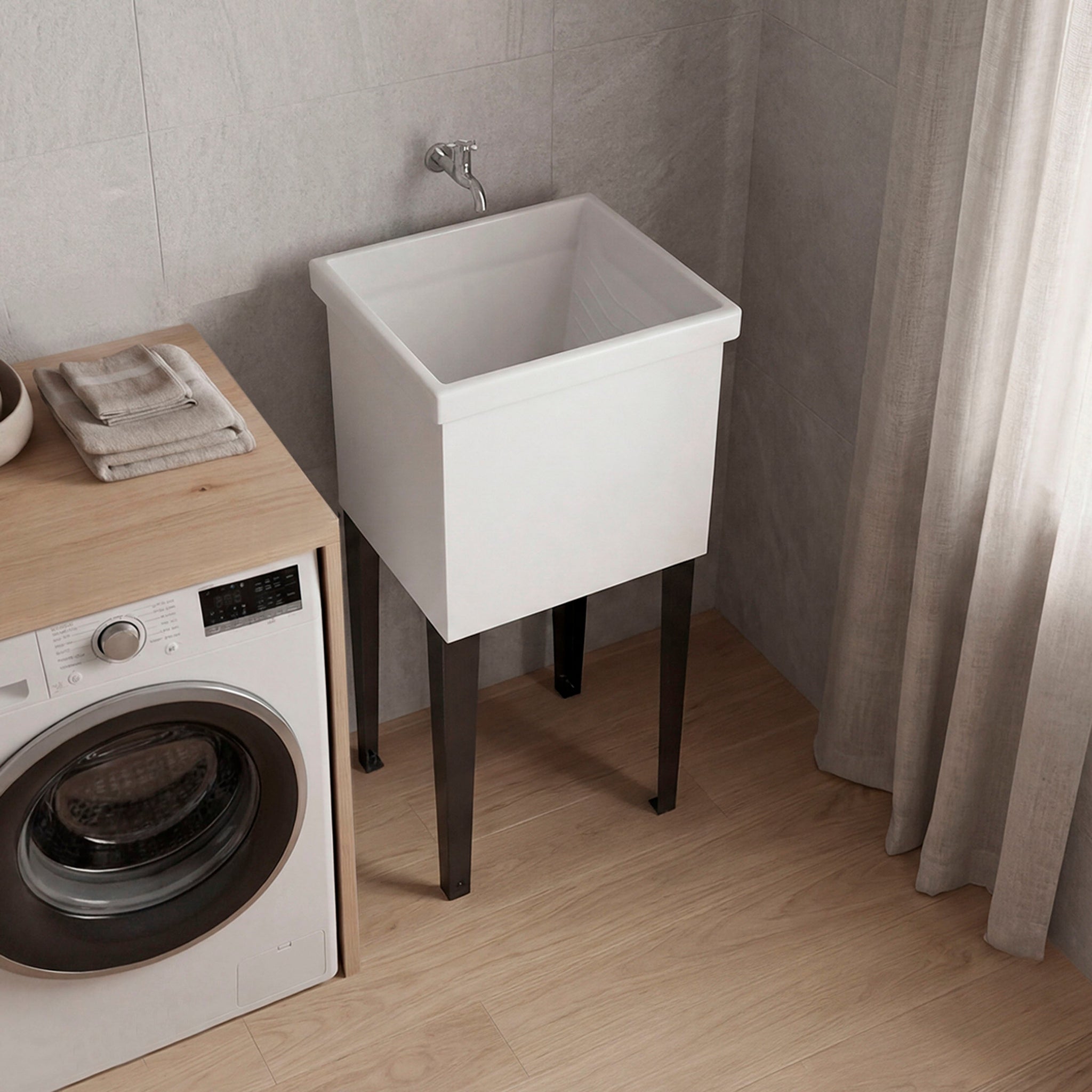 Bari Freestanding Plastic Laundry Utility Sink with Storage Cabinet by HouseOfZazla
