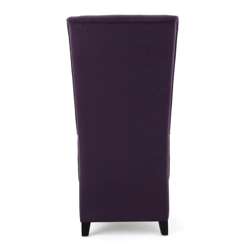 Fabric Dining Chair With High Back And Birch Wood Legs - Plum by HouseOfZazla