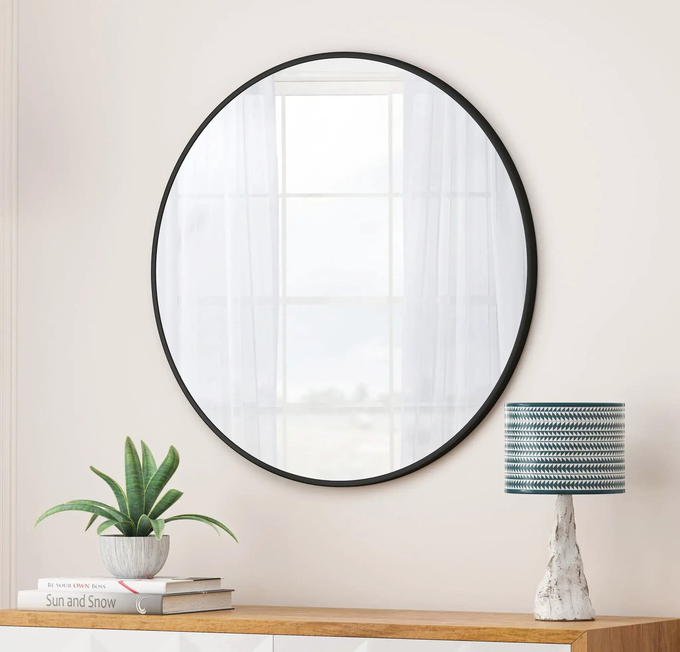 Wall Circular Mirror Metal Framed Mirror Round Vanity Mirror Dressing Mirror, For Bathroom, Living Room, Bedroom Wall Decor by HouseOfZazla