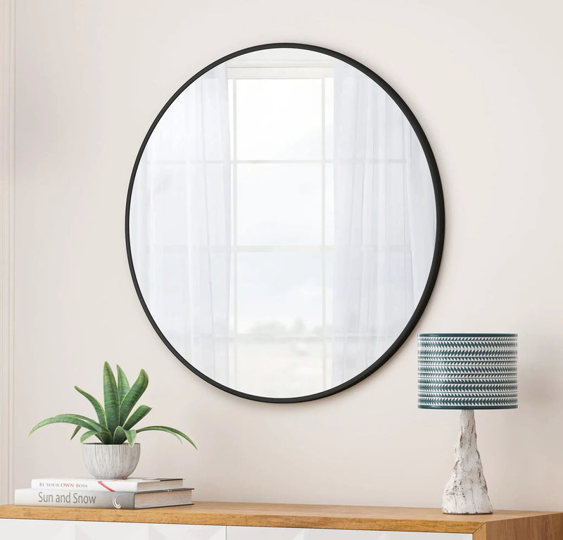 Wall Circular Mirror Metal Framed Mirror Round Vanity Mirror Dressing Mirror, For Bathroom, Living Room, Bedroom Wall Decor by Unique Piece Furniture