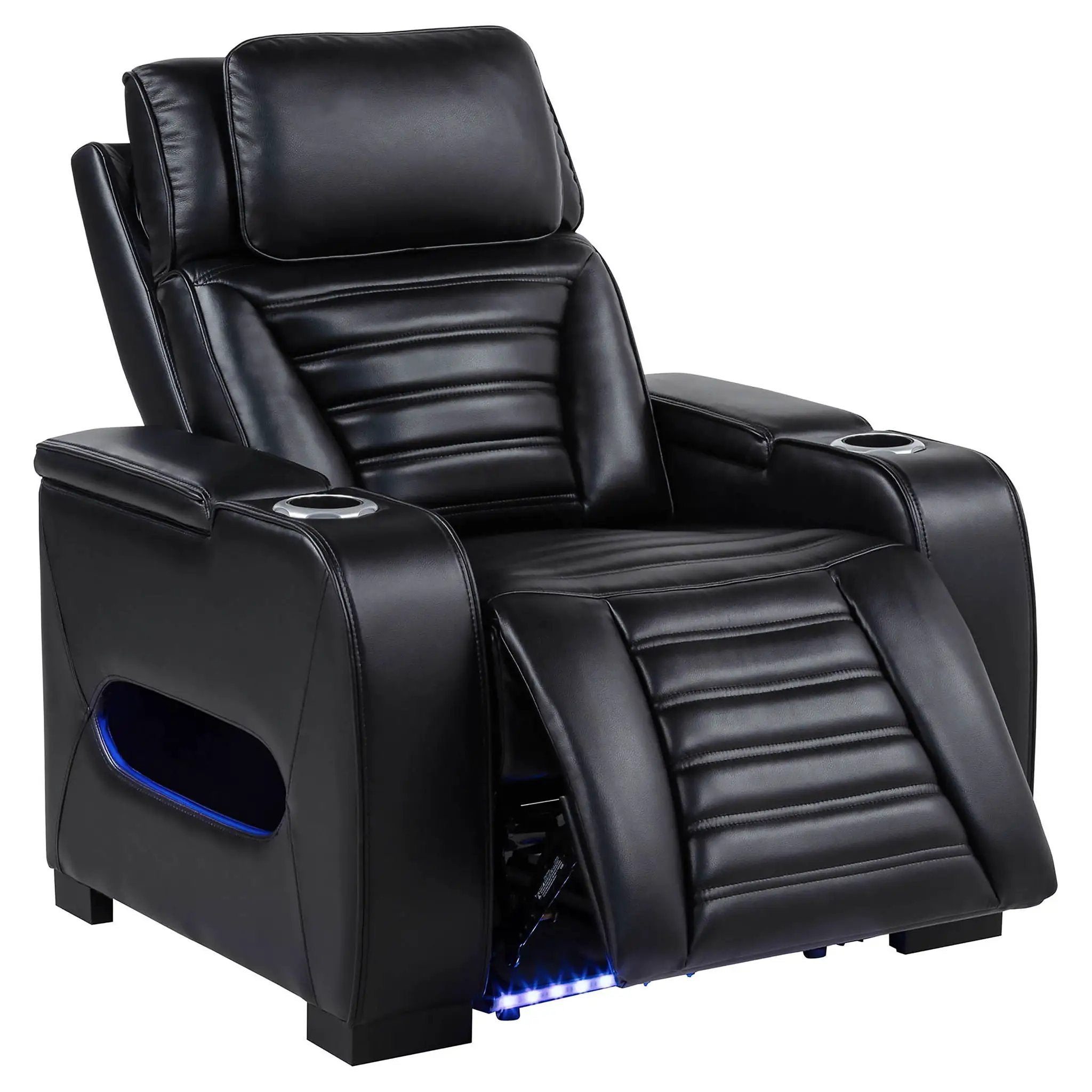 Zuma 3-piece Faux Leather Dual Power LED Sofa Set Black by Unique Piece Furniture