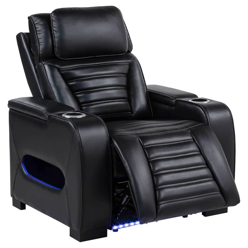 Zuma 3-piece Faux Leather Dual Power LED Sofa Set Black by Unique Piece Furniture