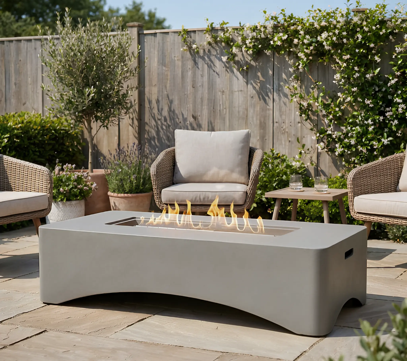 56' Propane Fire Pit Table - Rectangular Outdoor Gas Fire Pit by HouseOfZazla