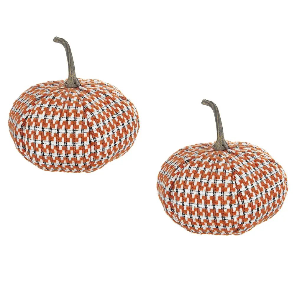Pumpkin Ornament Decor For Holiday Harvest Festival Fall Festival & Thanksgiving (Set of 2) - Orange Multi by Unique Piece Furniture
