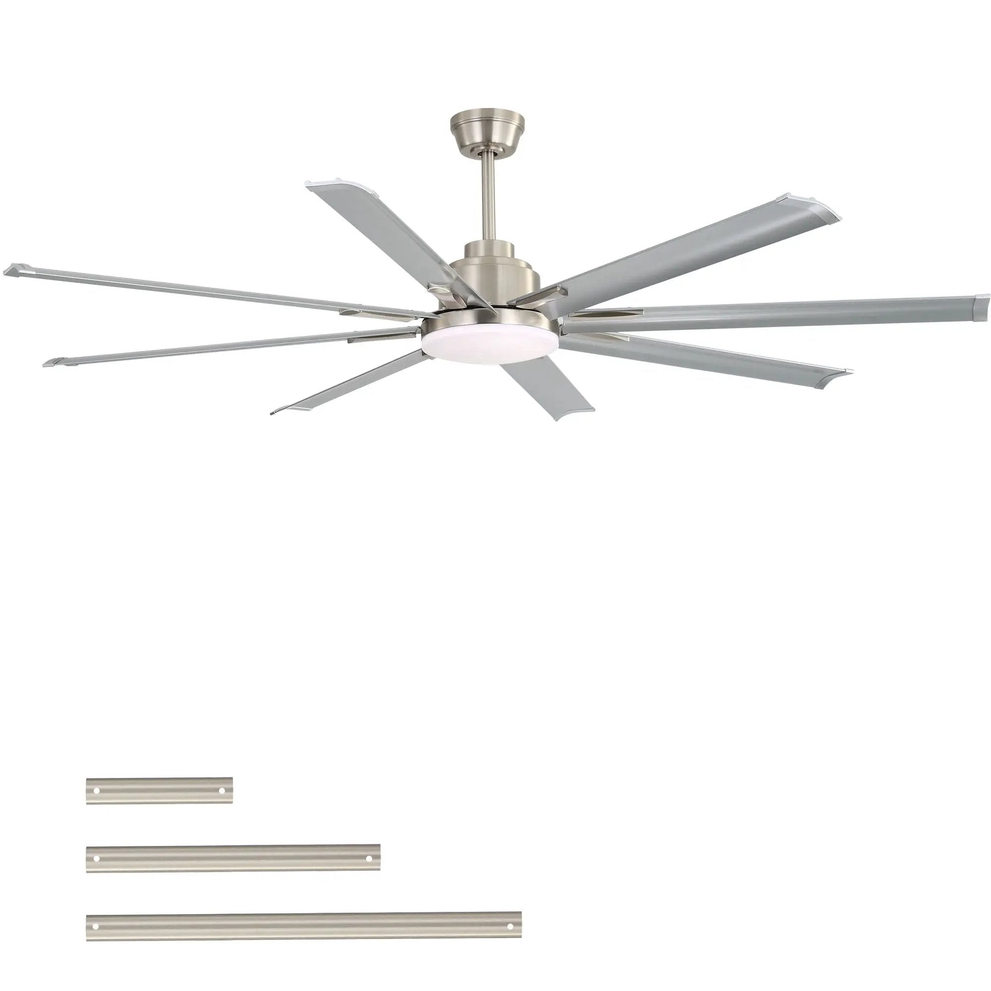 DC Motor Ceiling Fan With Dimmable Light And 8 Blade Aluminum Blades - Nickel by HouseOfZazla