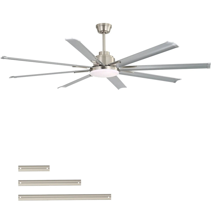 DC Motor Ceiling Fan With Dimmable Light And 8 Blade Aluminum Blades - Nickel by HouseOfZazla
