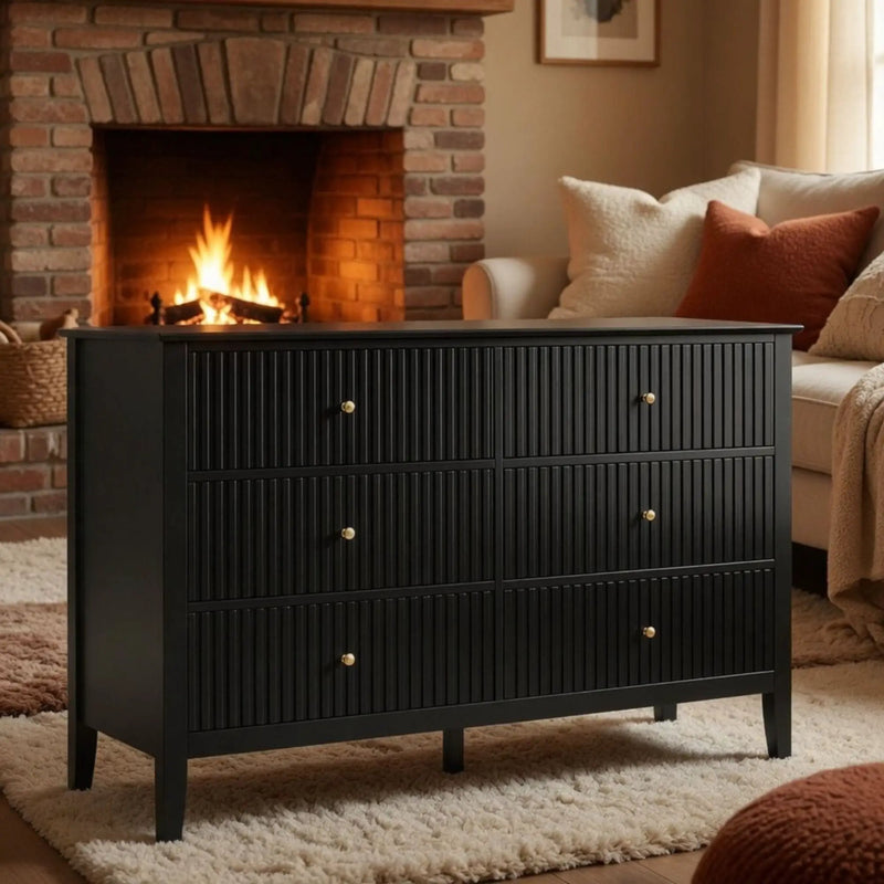 Modern 6 Drawer Fluted Dresser by HouseOfZazla