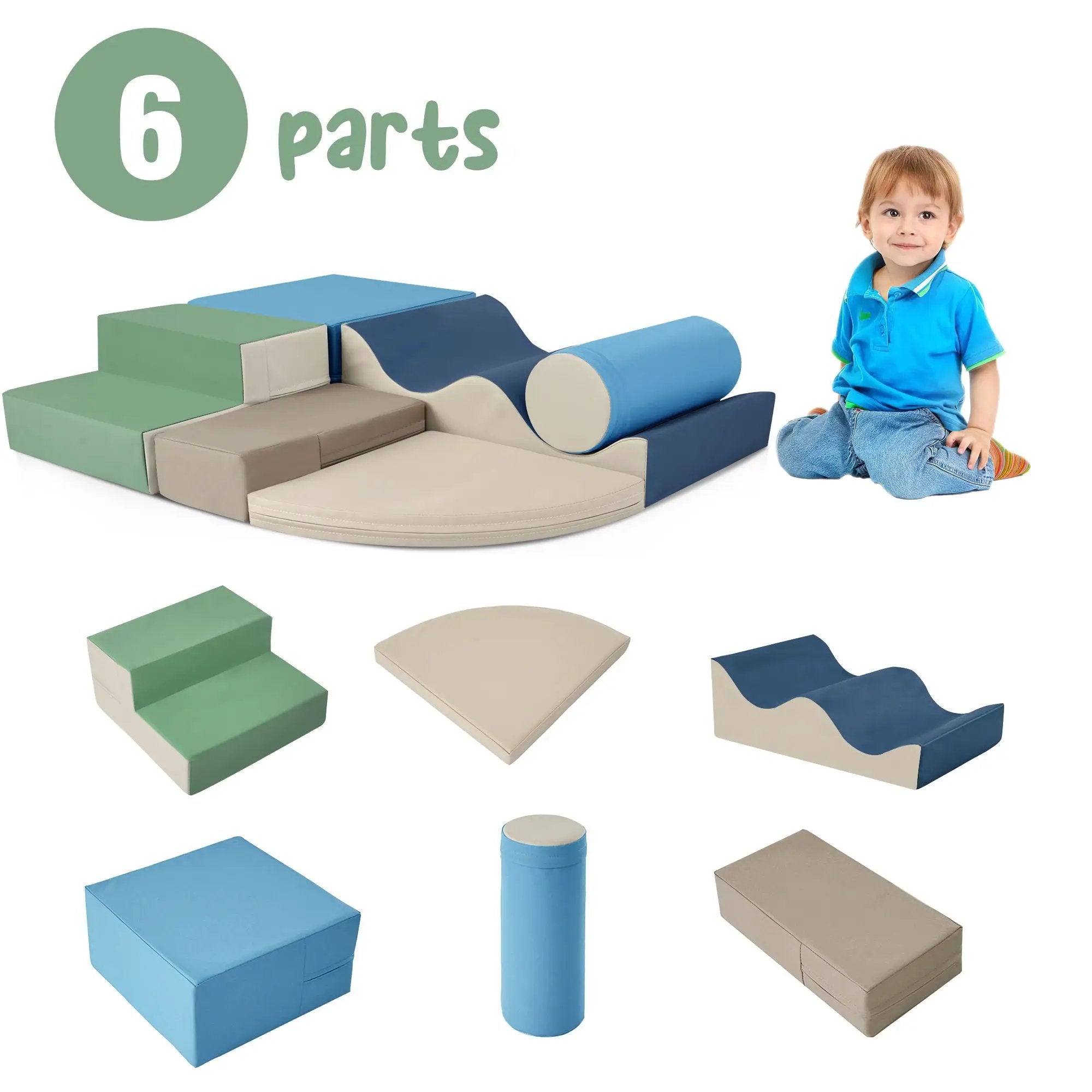 Soft Climb And Crawl Foam Playset 6 In 1, Soft Play Equipment Climb And Crawl Playground For Kids, Kids Crawling And Climbing Indoor Active Play Structure - Colorful by HouseOfZazla