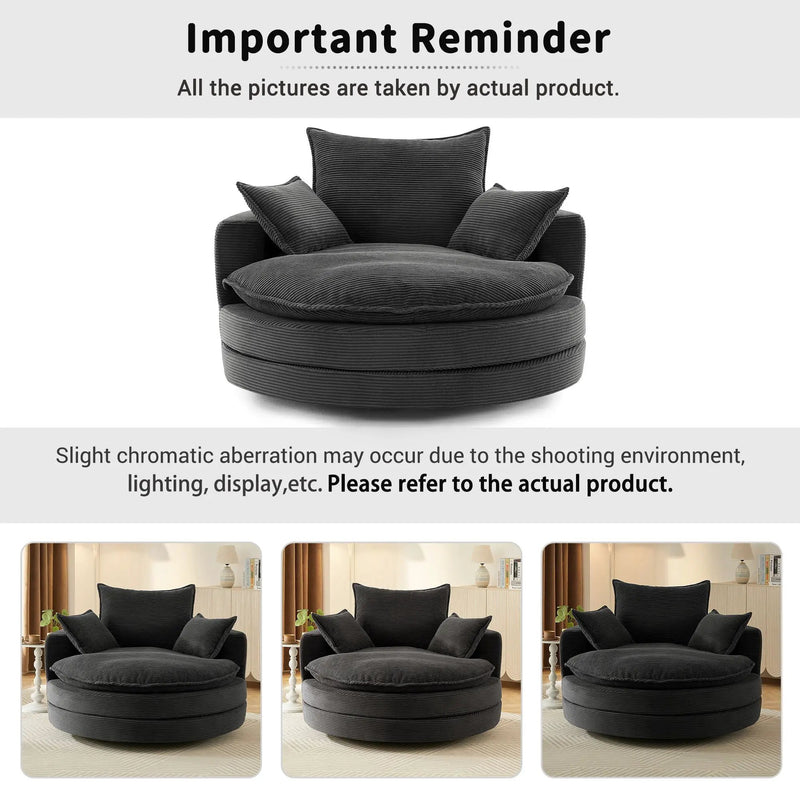 360° Swivel Accent Barrel Chair With Dual Layer Cushion And 3 Removable Pillows by HouseOfZazla