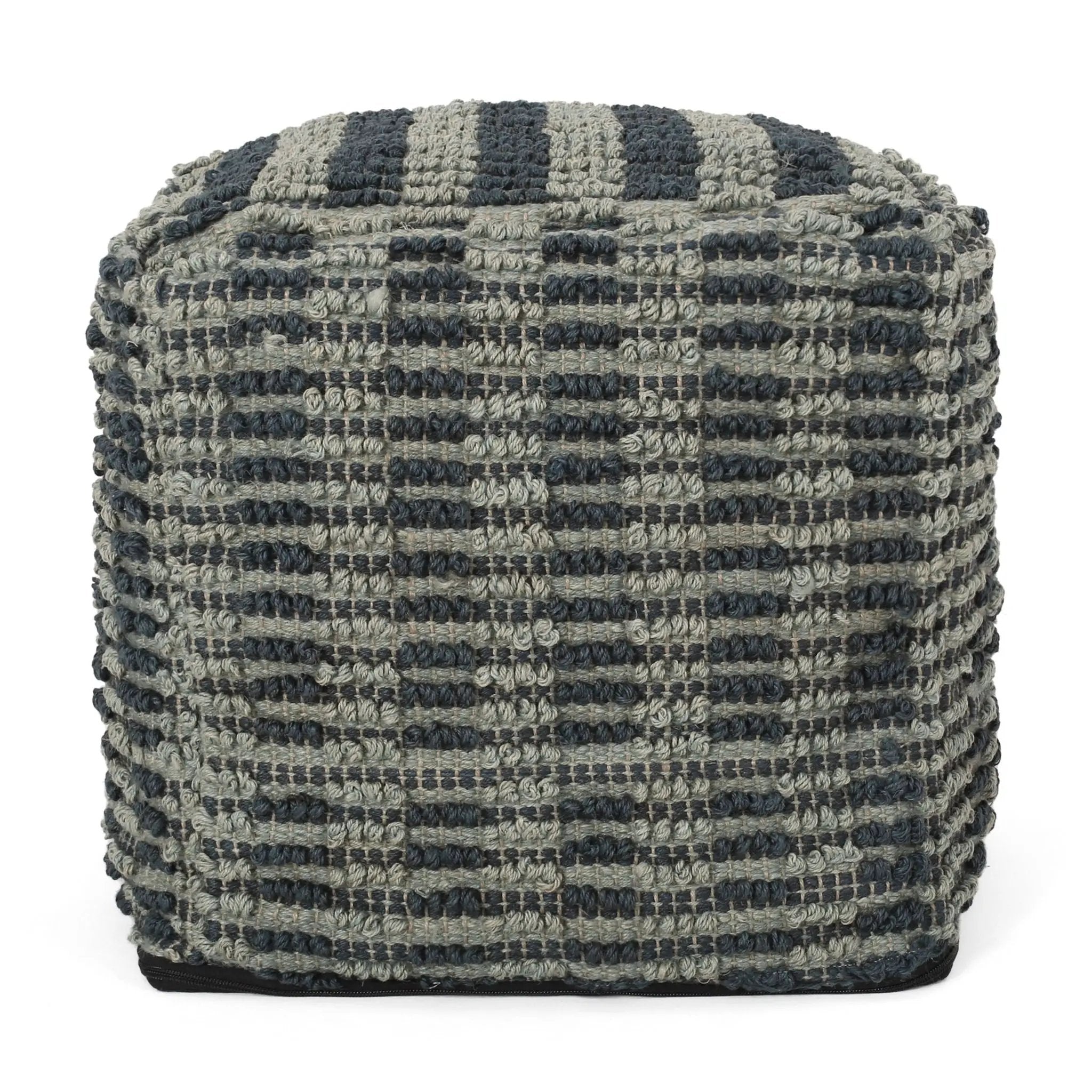 Walle - Fabric Square Pouf Ottoman And Floor Cushion Teal - Blue by HouseOfZazla