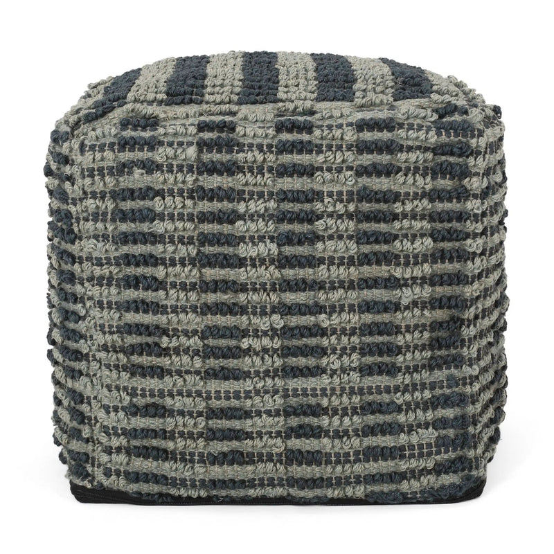 Walle - Fabric Square Pouf Ottoman And Floor Cushion Teal - Blue by HouseOfZazla