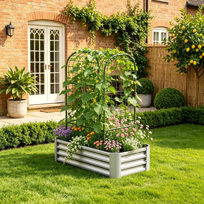 2-in-1 Raised Garden Bed with Trellis by HouseOfZazla
