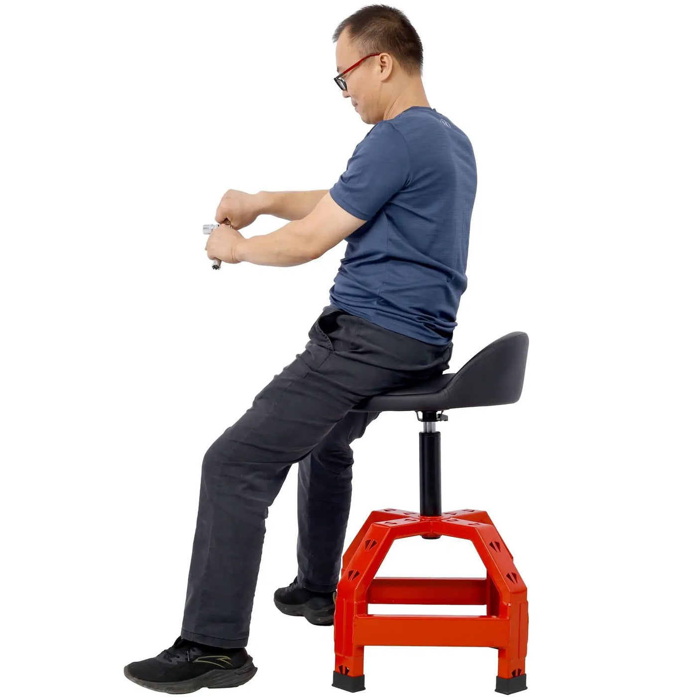 Pneumatic 360 Degree Swivel Stool, Mechanics Rolling Creeper Seat, Heavy Duty Mechanics Stool by HouseOfZazla