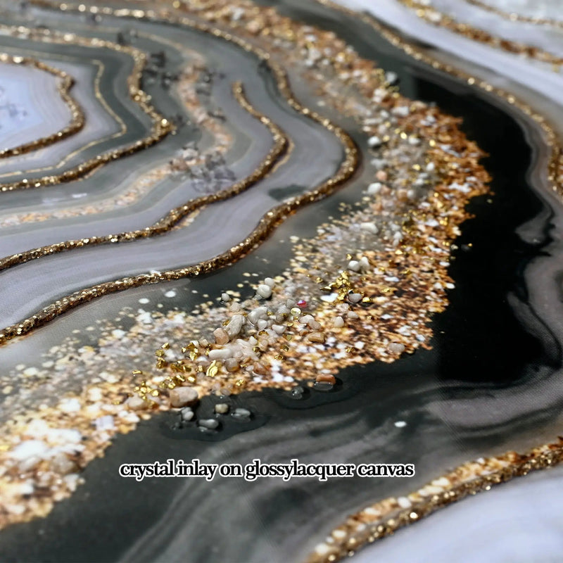 Canvas Painting Wall Art Framed, Artwork Decor, Picture Marble Print Paintings For Living Room - Frosted Glass / Gold by Unique Piece Furniture