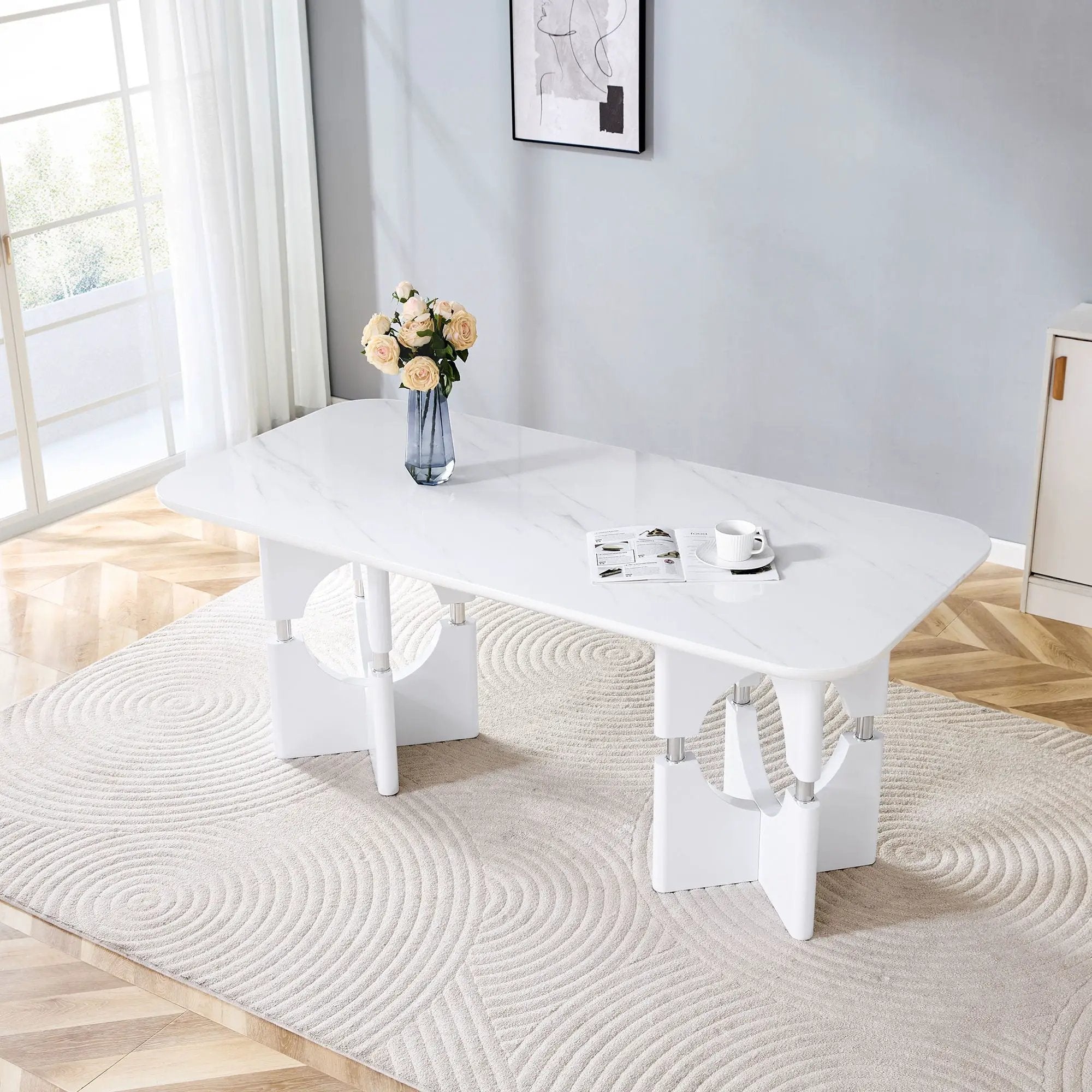 Modern Dining Table With Sleek Hollow-Out Frame And Accents by Unique Piece Furniture
