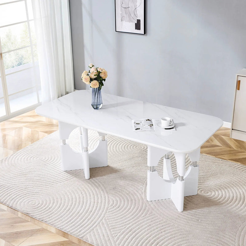 Modern Dining Table With Sleek Hollow-Out Frame And Accents by Unique Piece Furniture