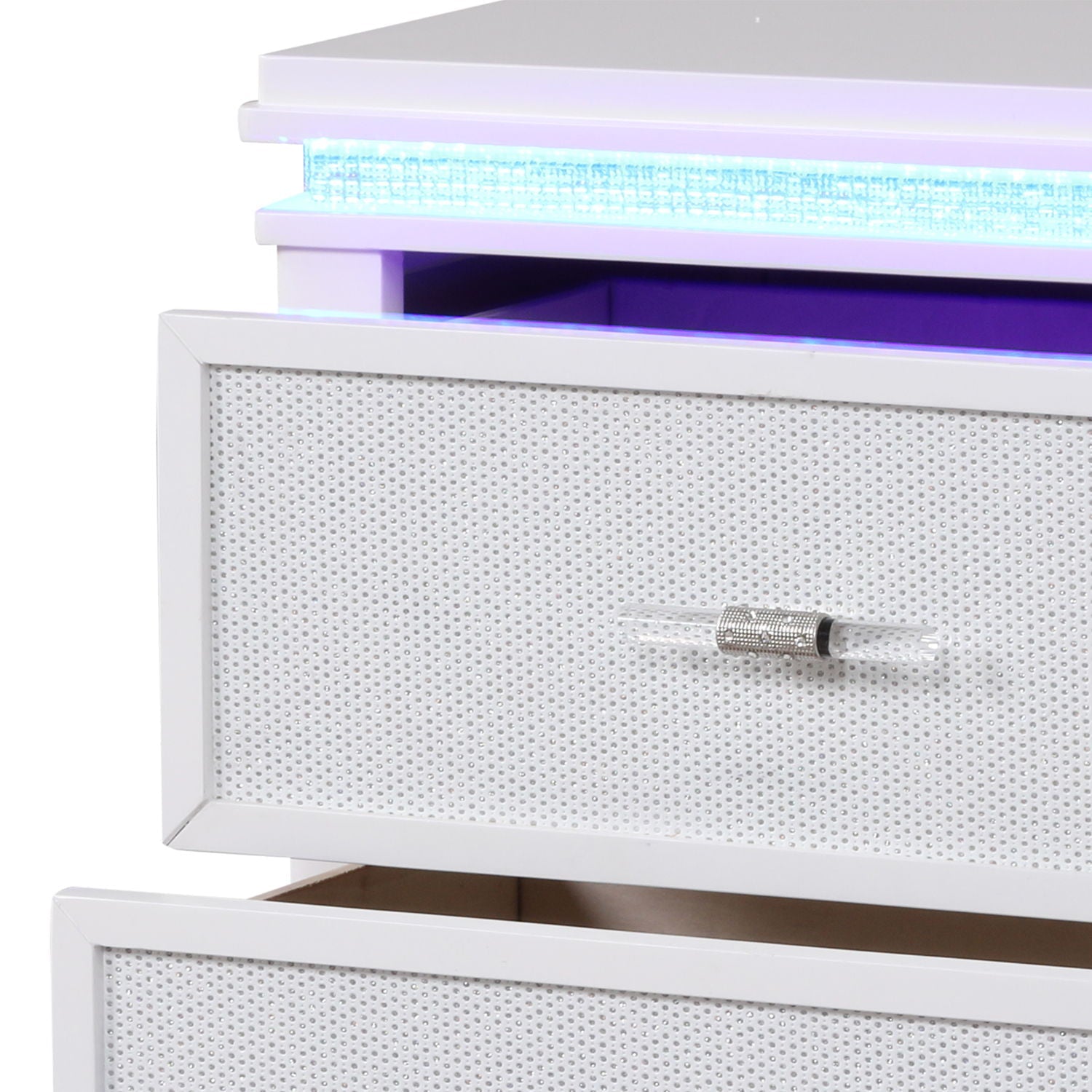 Opium - 2 Drawer Nightstand With LED Lights - White by HouseOfZazla