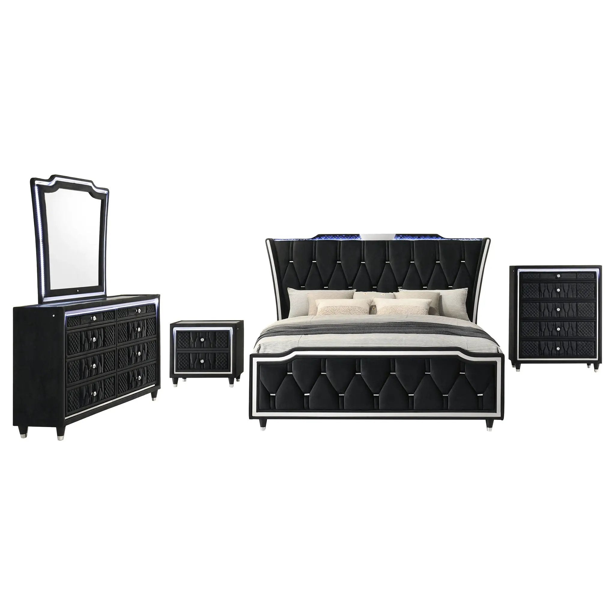 Lorient 5-piece Queen Bedroom Set Black by Unique Piece Furniture