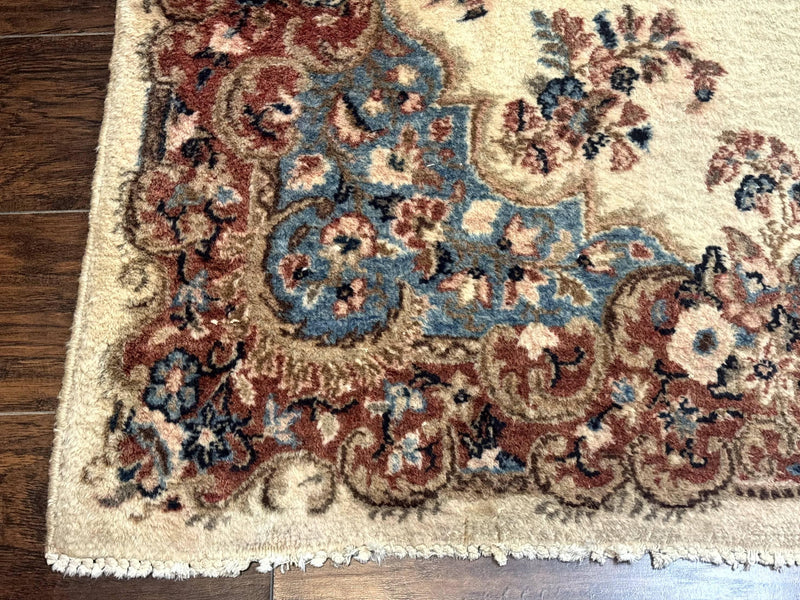 Square Persian Kerman Rug, Beige/Cream and Light Blue, Traditional Persian Rug, 5.5 x 5.5 ft by Jewel Rugs